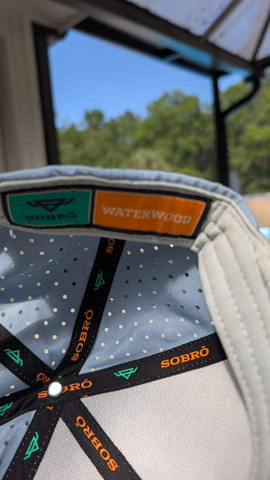LowCo Bird Hat - Embroidered, Perforated 5 Panel - Storm Blue/Khaki Rope